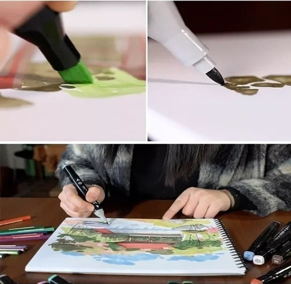 Caneta marcador Artístico 24 Cores - Caneta Dupla Face para Estudantes e Artistas!