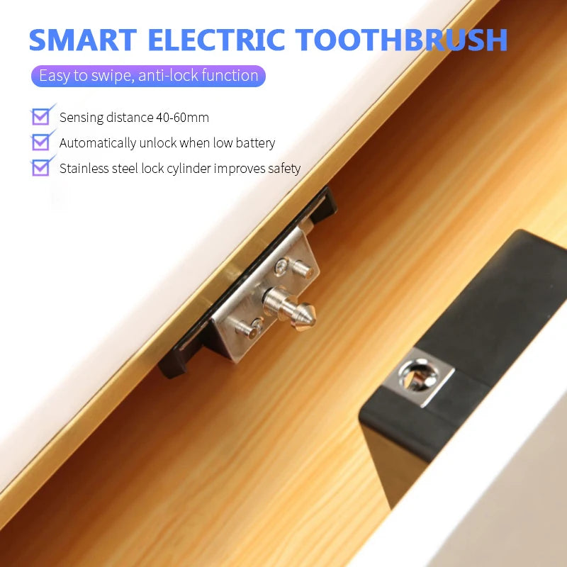 Fechadura Eletrônica Invisível para Gavetas com RFID – Smart Lock com Cartão e Controle por App | Instalação Fácil e Segurança Discreta para Móveis e Armários