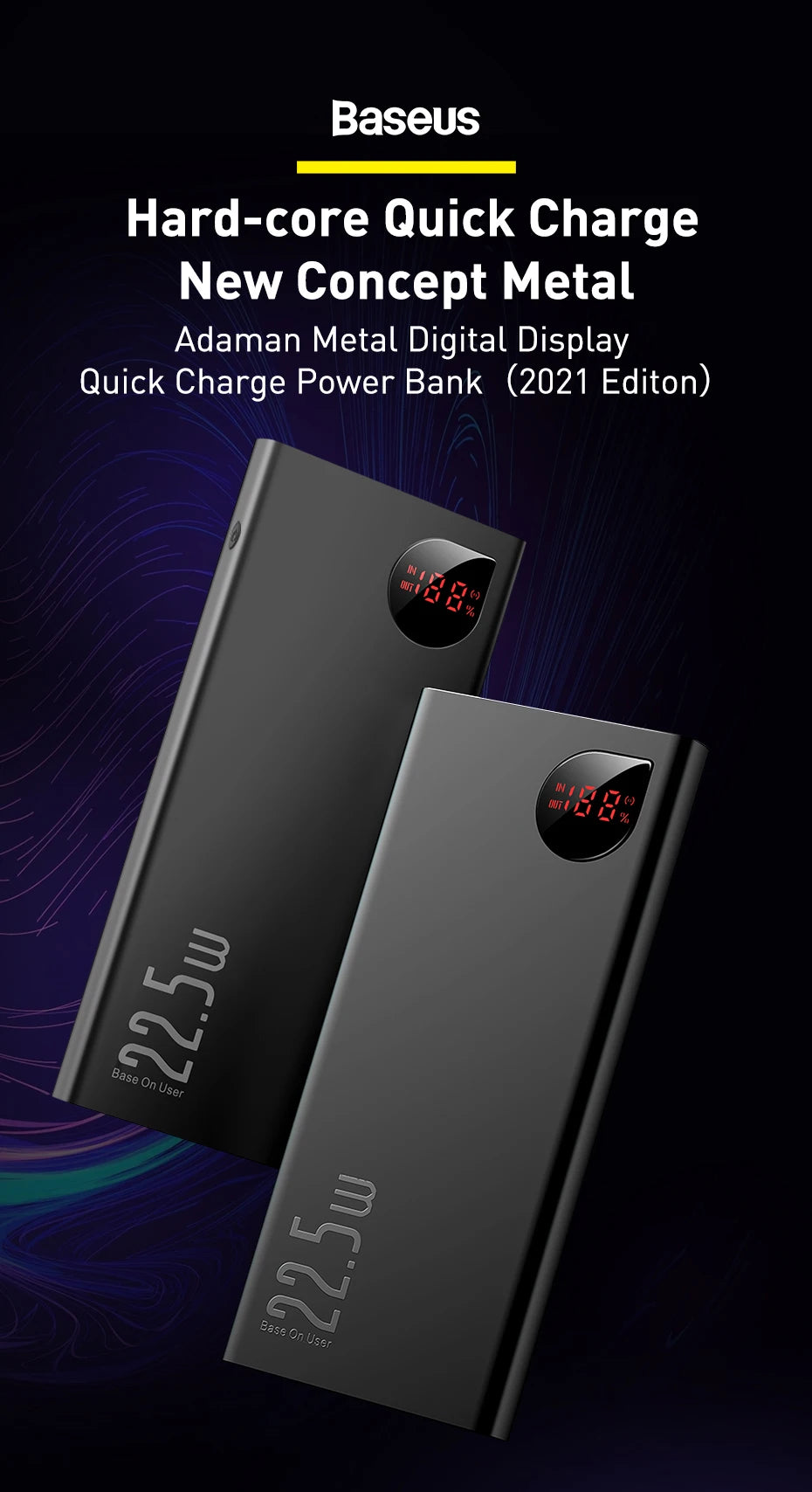 Baseus Power Bank 10000mAh – Energia Sempre ao Seu Alcance!