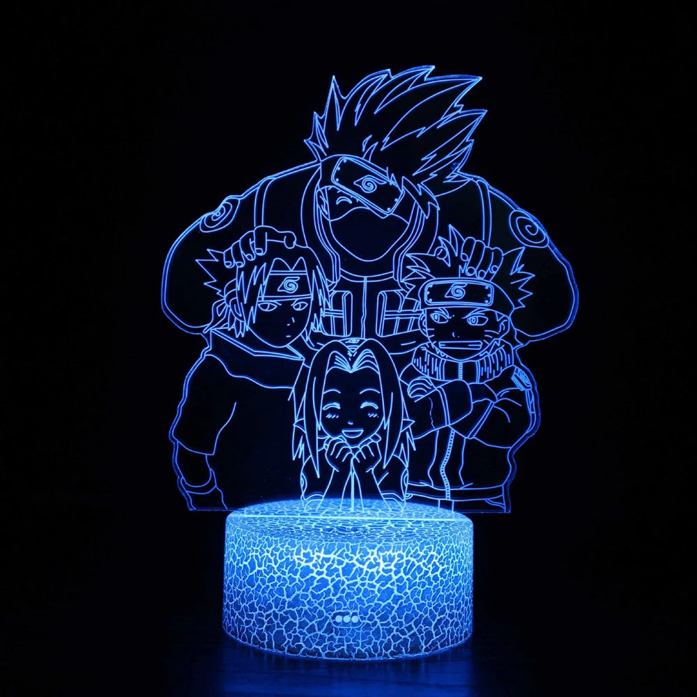 Lâmpada LED Naruto Uzumaki 3D - Akatsuki, Kakashi Hatake e Itachi Uchiha