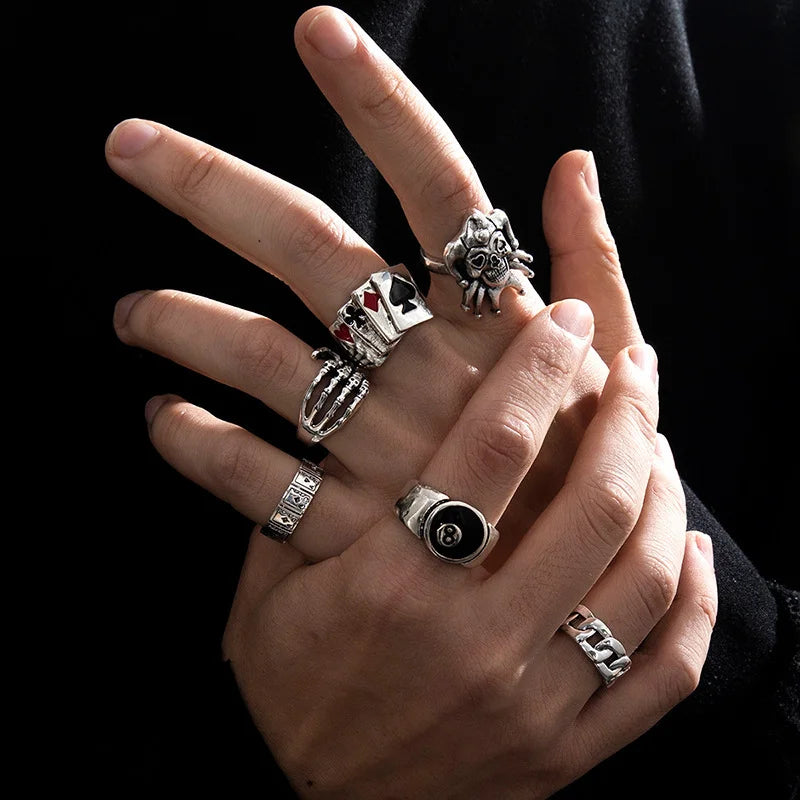 Conjunto de Anéis Góticos Punk - Estilo Vintage