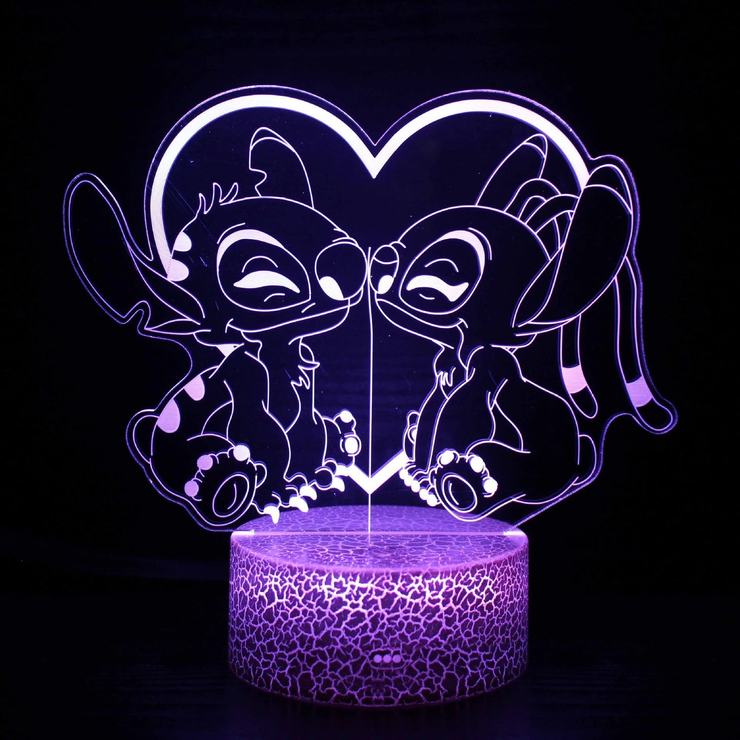 Luminária 3D Noturna Stitch – Controle Remoto, Toque Inteligente e Decoração Divertida