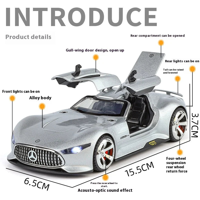 1:32 Mercedes Benz AMG Vision GT Supercar Alloy Metal Diecast Car Model Sound & Light Simulation Collectibles Gift For Boyfriend