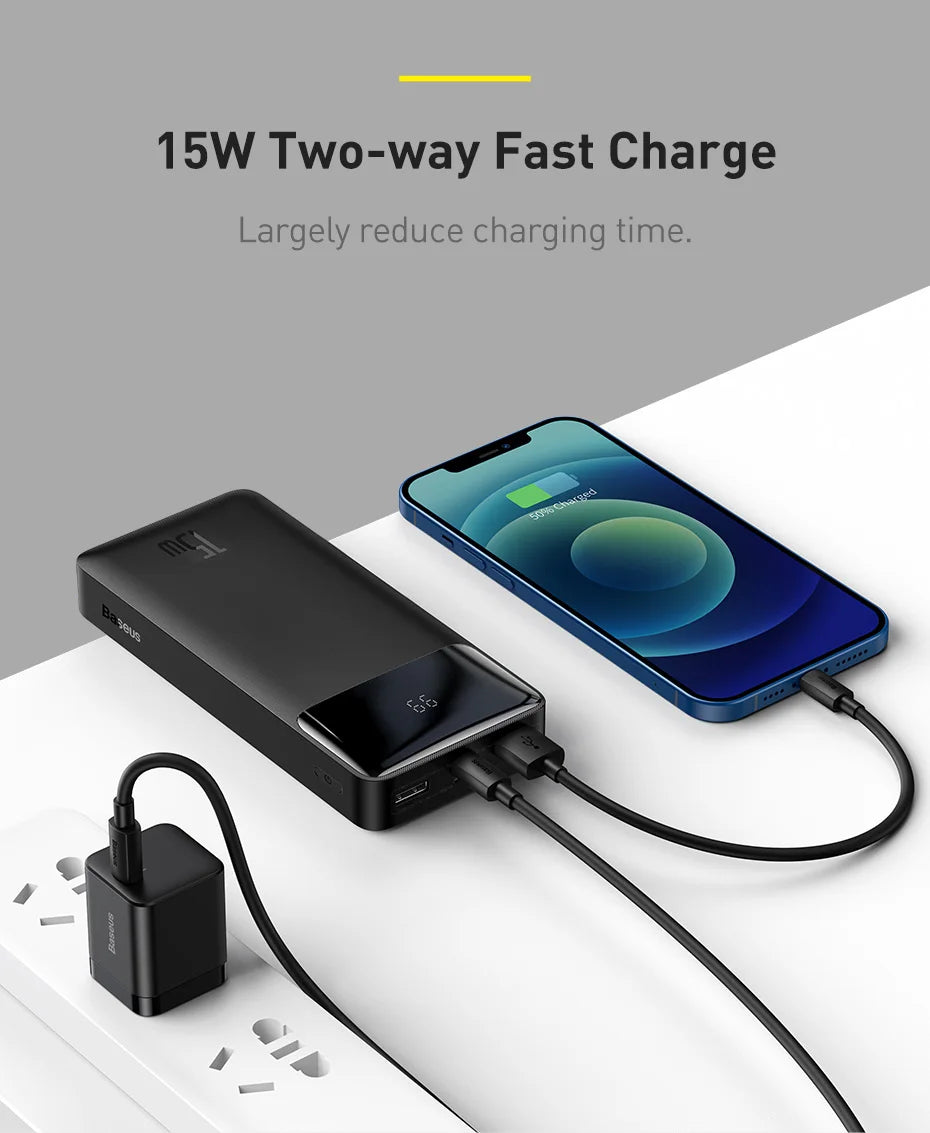 Baseus 30000mAh Power Bank Portable Charger External Battery Fast Charging Pack Powerbank For POCO Xiaomi mi PoverBank