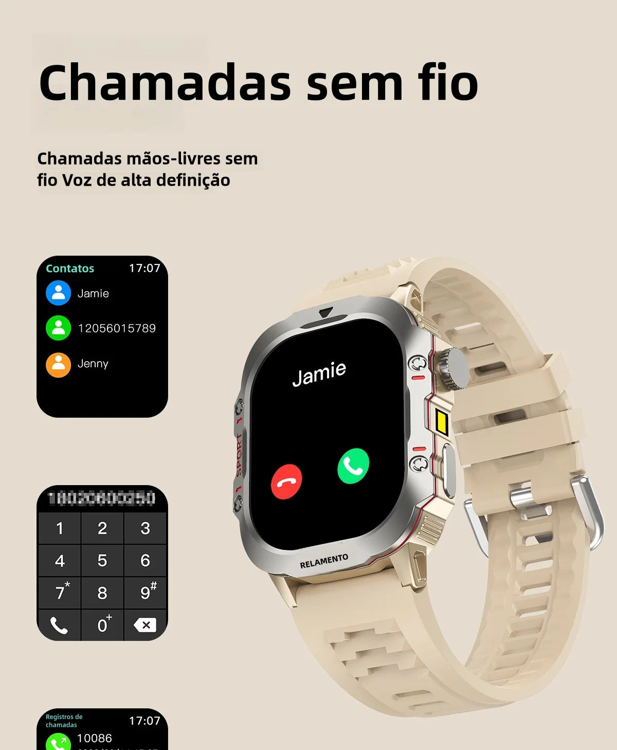 Smartwatch Esportivo 2.01" com Monitor de Saúde e Chamadas Bluetooth