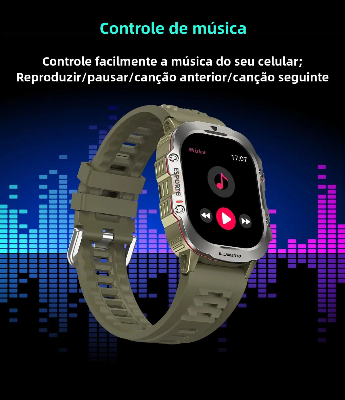 Smartwatch Esportivo 2.01" com Monitor de Saúde e Chamadas Bluetooth