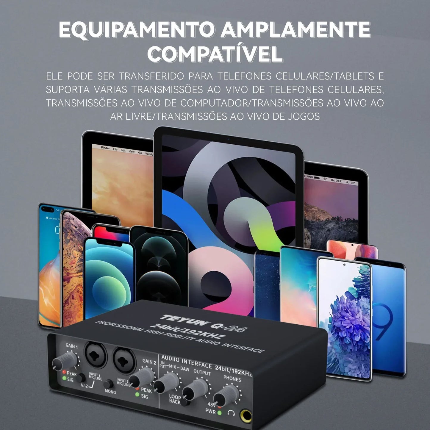 TEYUN Professional Sound Card Audio Mixer – Mixer de Áudio para Estúdio e Gravação ao Vivo