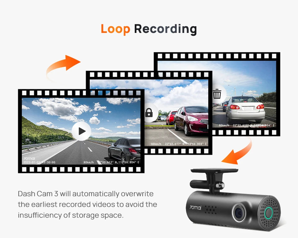 70mai Dash Cam M200 – Câmera Veicular com Wi-Fi, Controle por Voz e Visão Noturna em Full HD