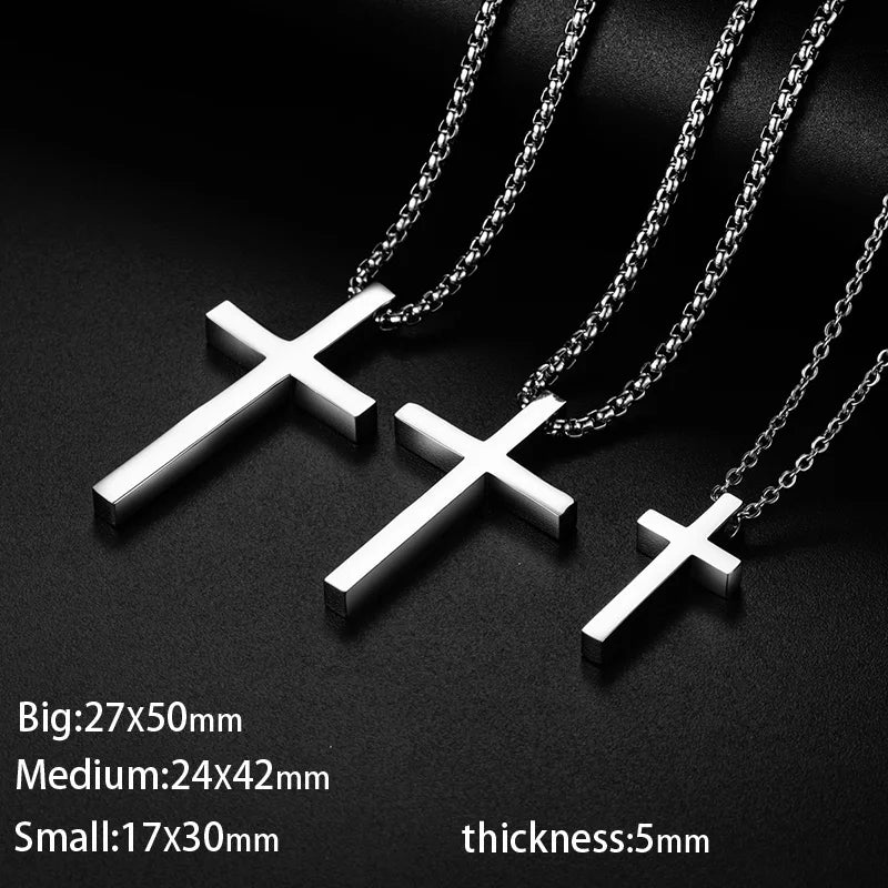 Colar de Pingente Cruz de Aço Inoxidável - Minimalista para Homens e Mulheres