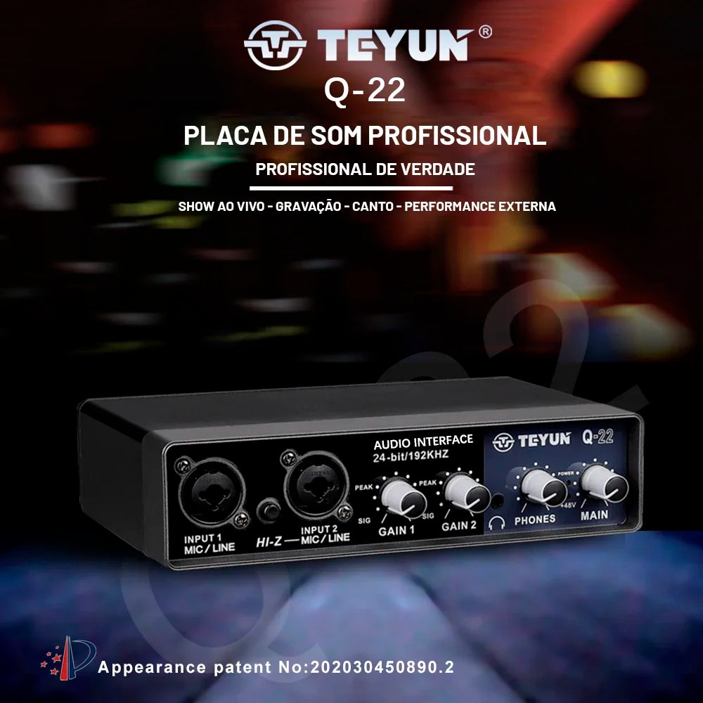 TEYUN Professional Sound Card Audio Mixer – Mixer de Áudio para Estúdio e Gravação ao Vivo