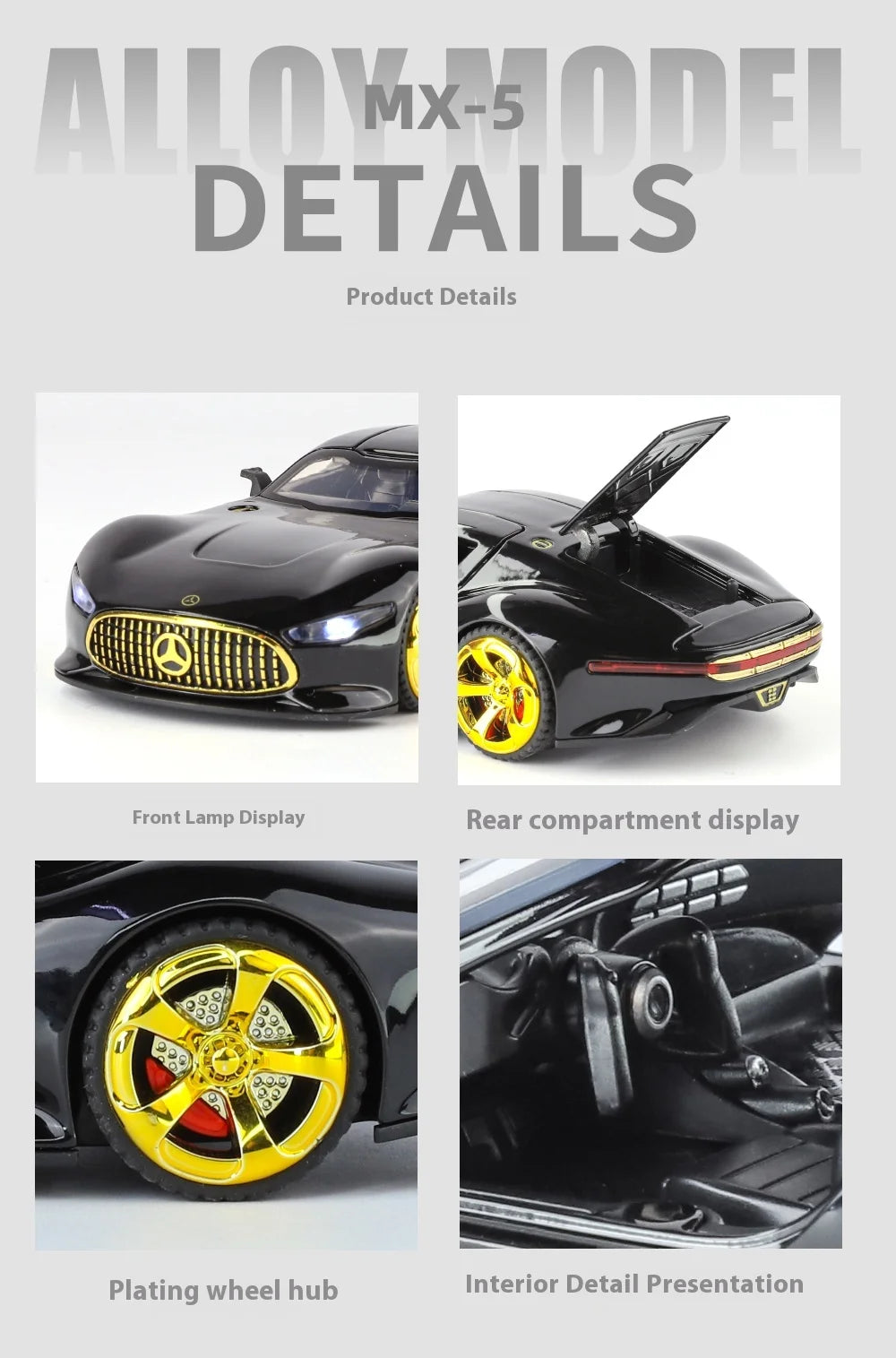 1:32 Mercedes Benz AMG Vision GT Supercar Alloy Metal Diecast Car Model Sound & Light Simulation Collectibles Gift For Boyfriend