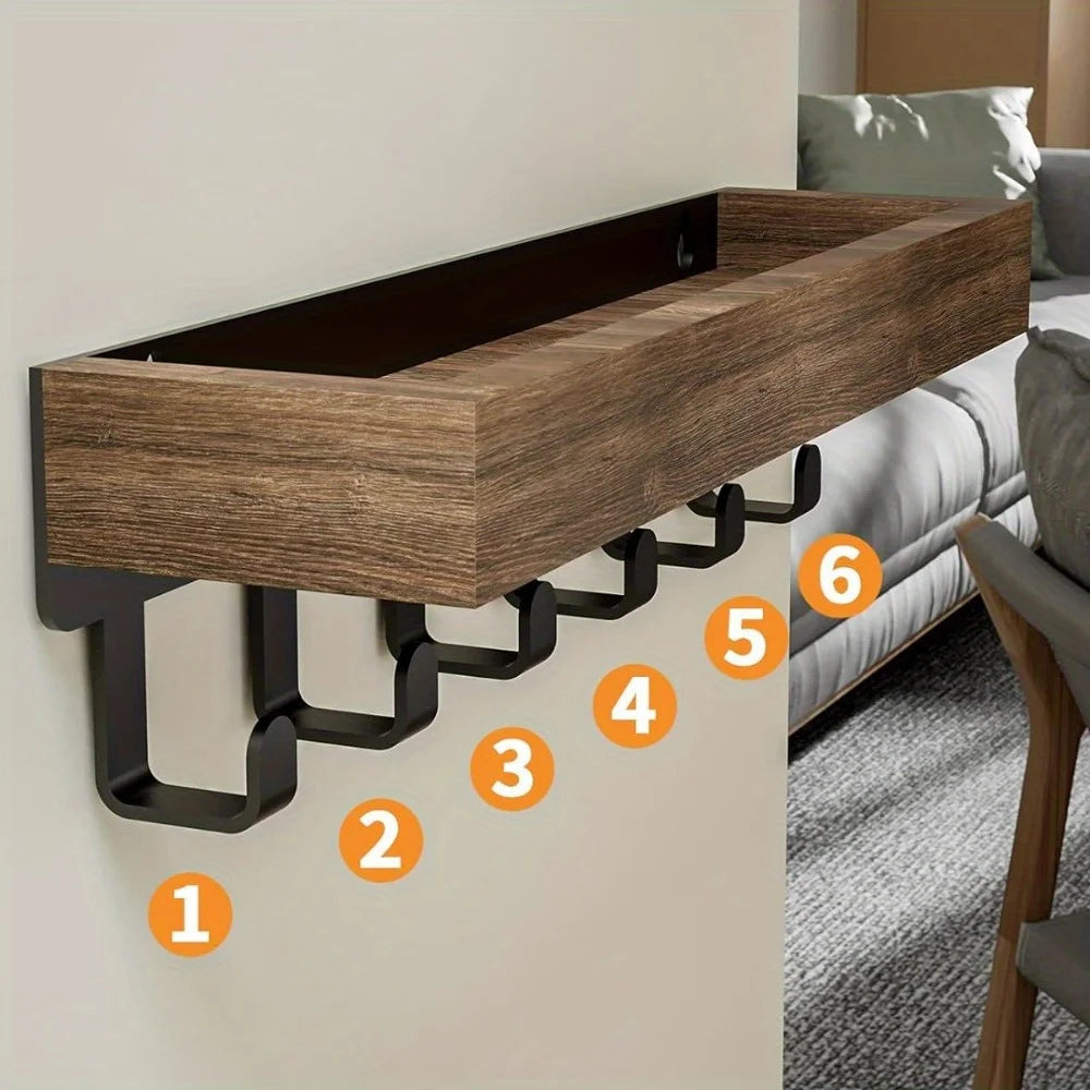 Prateleira de Parede em Madeira – Suporte Flutuante Decorativo para Plantas, Cosméticos e Chaves | Organização e Estilo para o Lar