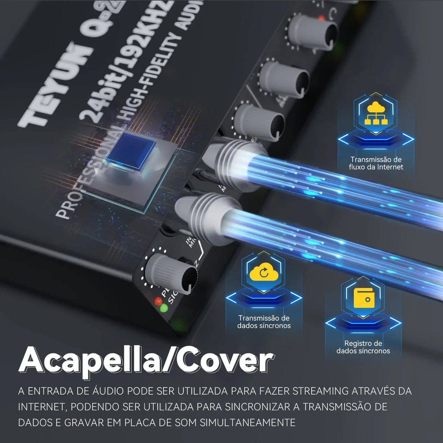 TEYUN Professional Sound Card Audio Mixer – Mixer de Áudio para Estúdio e Gravação ao Vivo