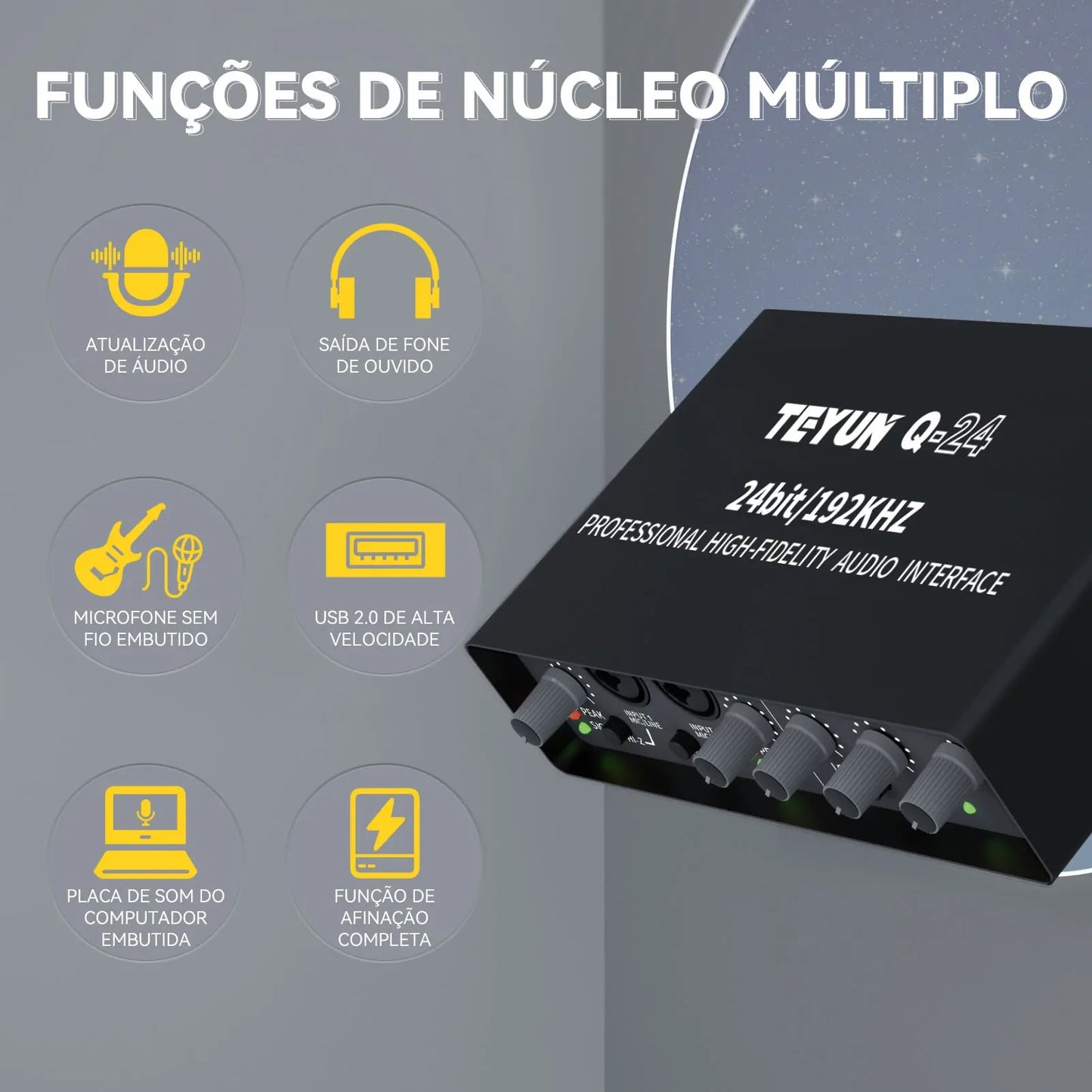 TEYUN Professional Sound Card Audio Mixer – Mixer de Áudio para Estúdio e Gravação ao Vivo