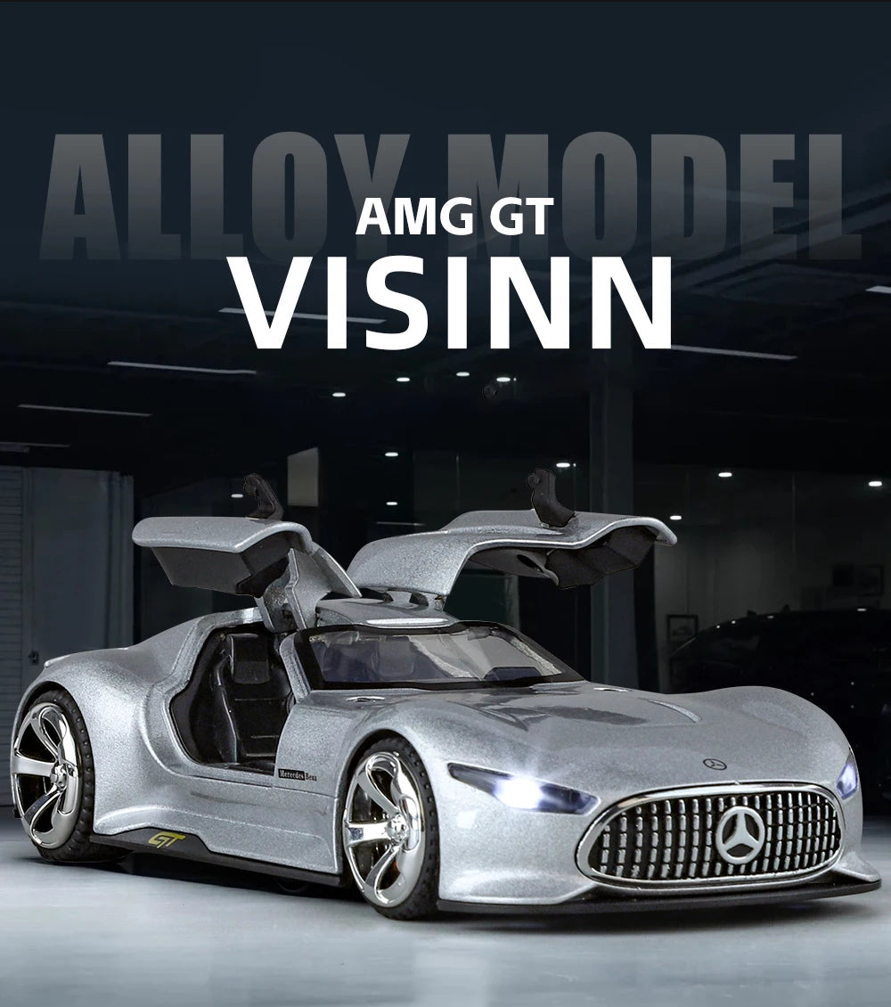 1:32 Mercedes Benz AMG Vision GT Supercar Alloy Metal Diecast Car Model Sound & Light Simulation Collectibles Gift For Boyfriend