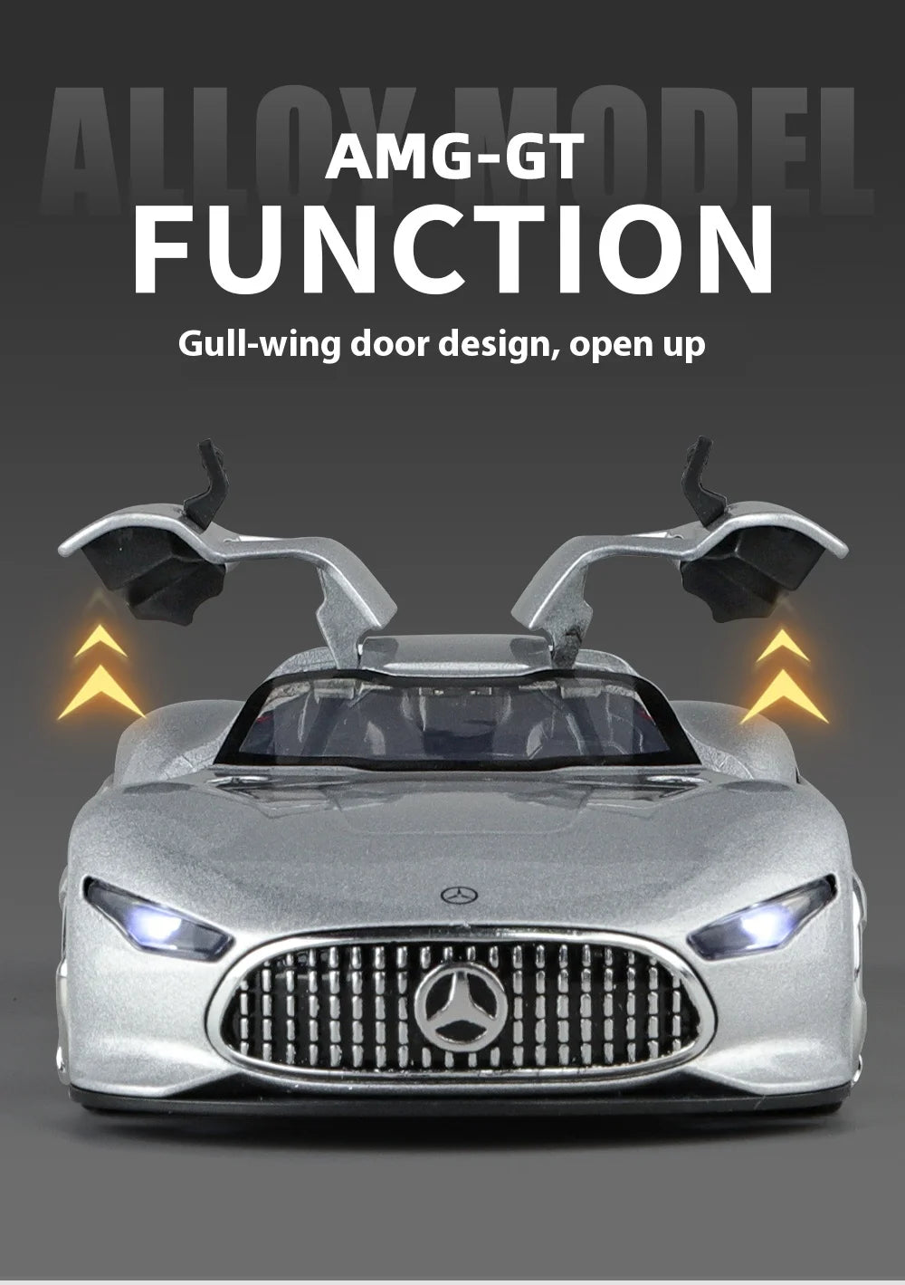 1:32 Mercedes Benz AMG Vision GT Supercar Alloy Metal Diecast Car Model Sound & Light Simulation Collectibles Gift For Boyfriend