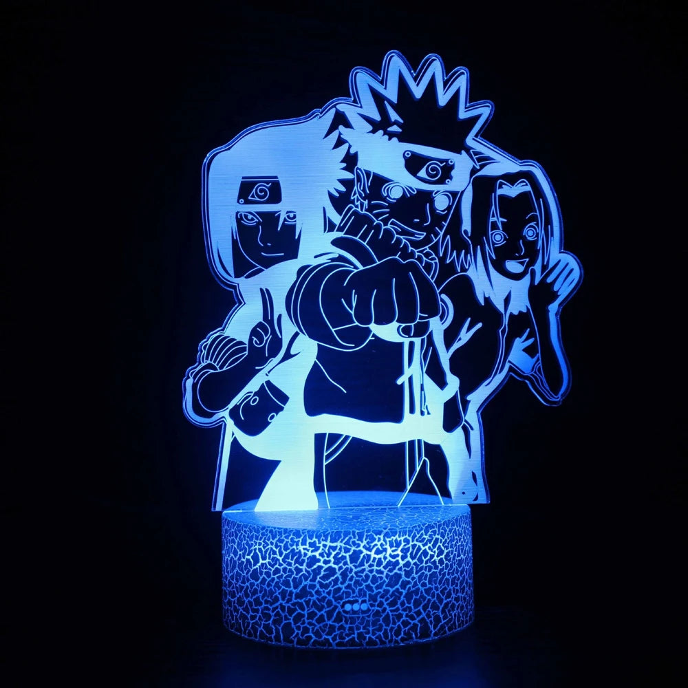 Lâmpada LED Naruto Uzumaki 3D - Akatsuki, Kakashi Hatake e Itachi Uchiha