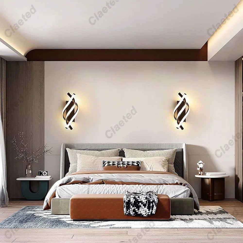 Lâmpada de Parede LED Espiral Curvada – Design Moderno e Elegante para Qualquer Ambiente!