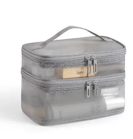 Double Layer Mesh Makeup Bag – Organização e Estilo em Cada Detalhe
