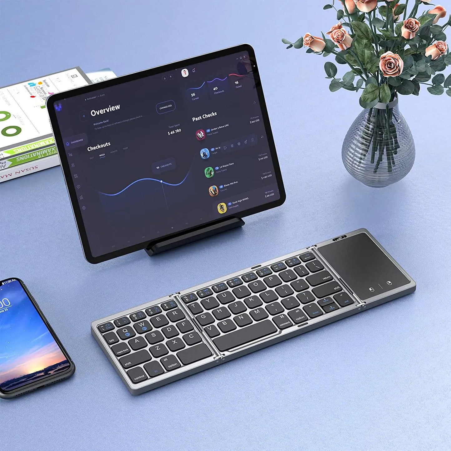 Teclado Dobrável Sem Fio Seenda – Compacto e Portátil!