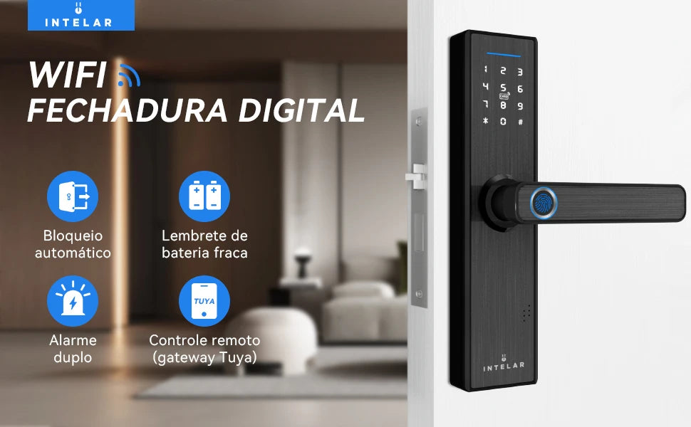 Intelar X1 Tuya Wifi Biometric Fingerprint Handle Lock Smart door Lock remote Unlock Keyless Entry Electronic Digital Door Lock