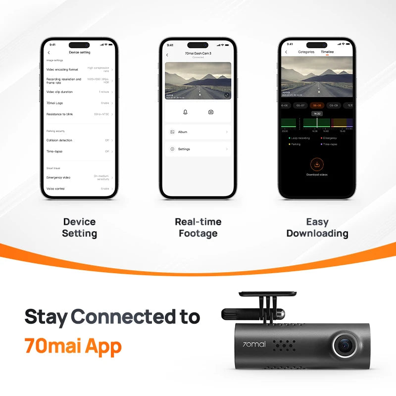 70mai Dash Cam M200 – Câmera Veicular com Wi-Fi, Controle por Voz e Visão Noturna em Full HD