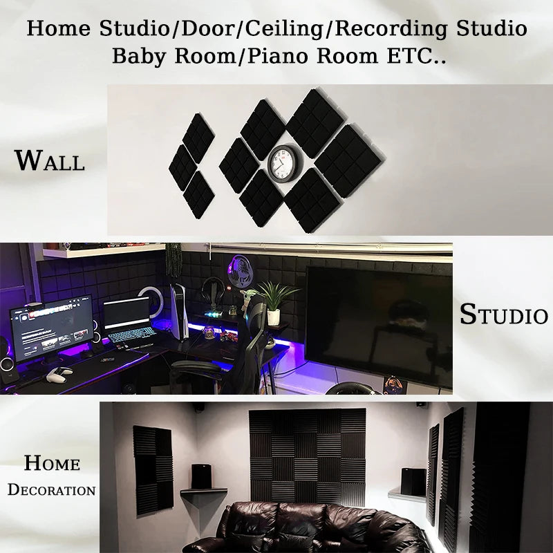 TOUO Studio Acoustic Foam Panels – Painéis de Espuma Acústica para Estúdios, Escritórios e Tratamento de Som