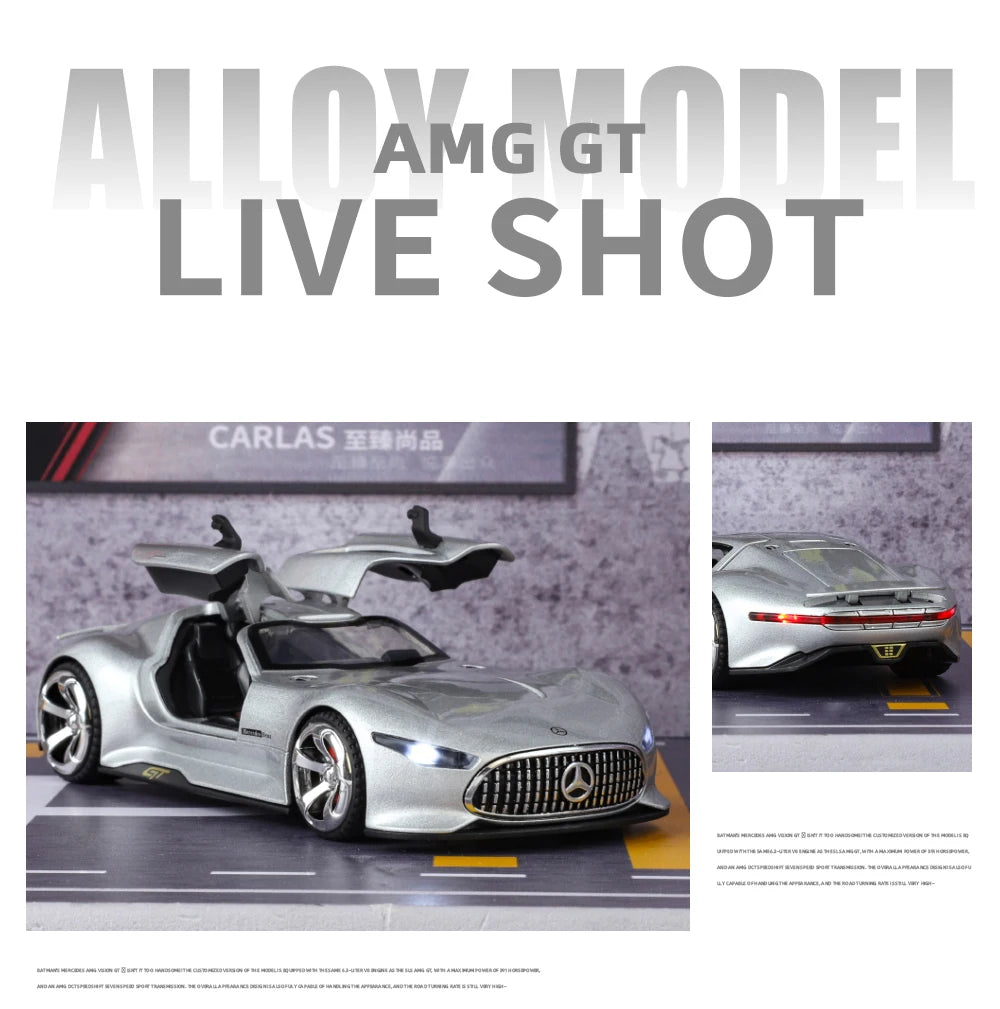 1:32 Mercedes Benz AMG Vision GT Supercar Alloy Metal Diecast Car Model Sound & Light Simulation Collectibles Gift For Boyfriend
