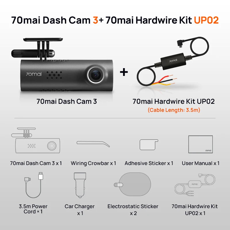 70mai Dash Cam M200 – Câmera Veicular com Wi-Fi, Controle por Voz e Visão Noturna em Full HD