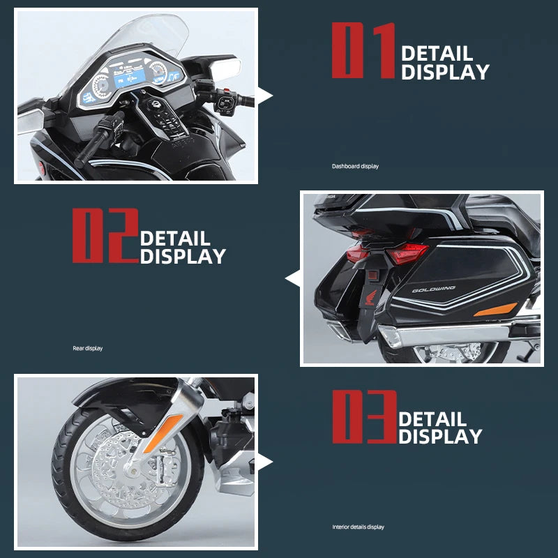 1:11 Honda Gold Wing GL800 2021 Alloy Die Cast Motorcycle Model Vehicle Collection Sound and Light Off Road Autocycle Toys Car