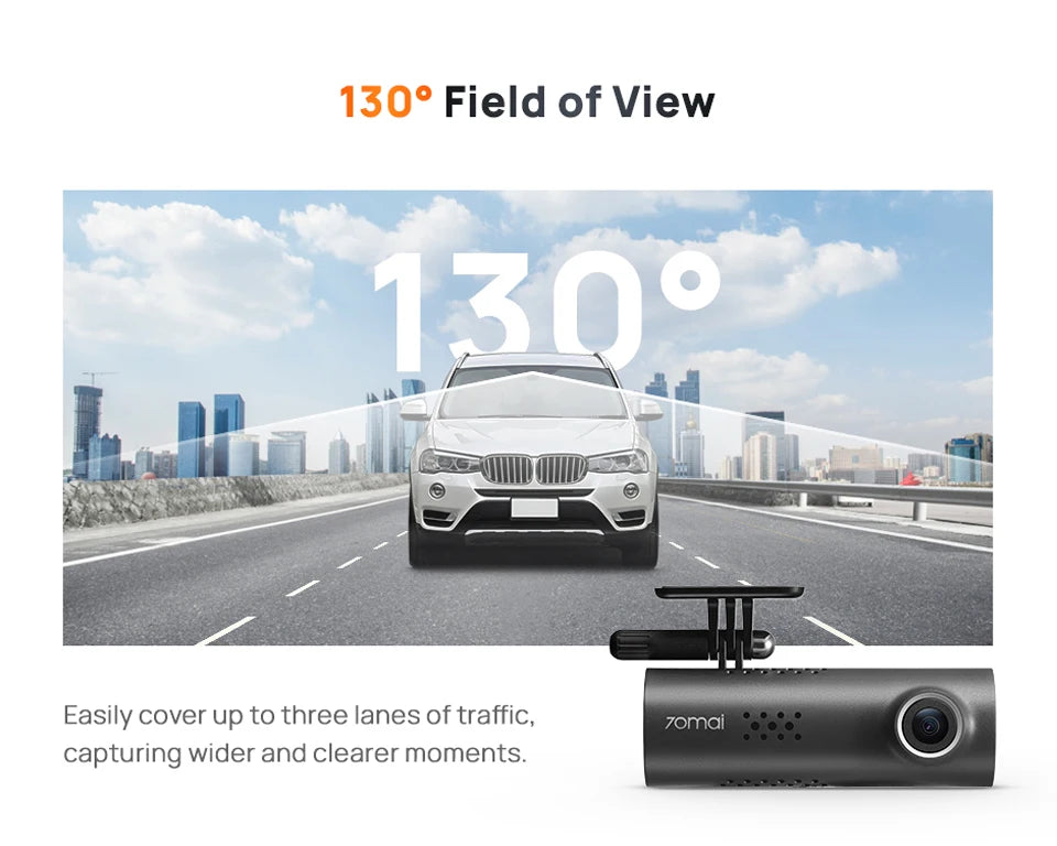 70mai Dash Cam M200 – Câmera Veicular com Wi-Fi, Controle por Voz e Visão Noturna em Full HD
