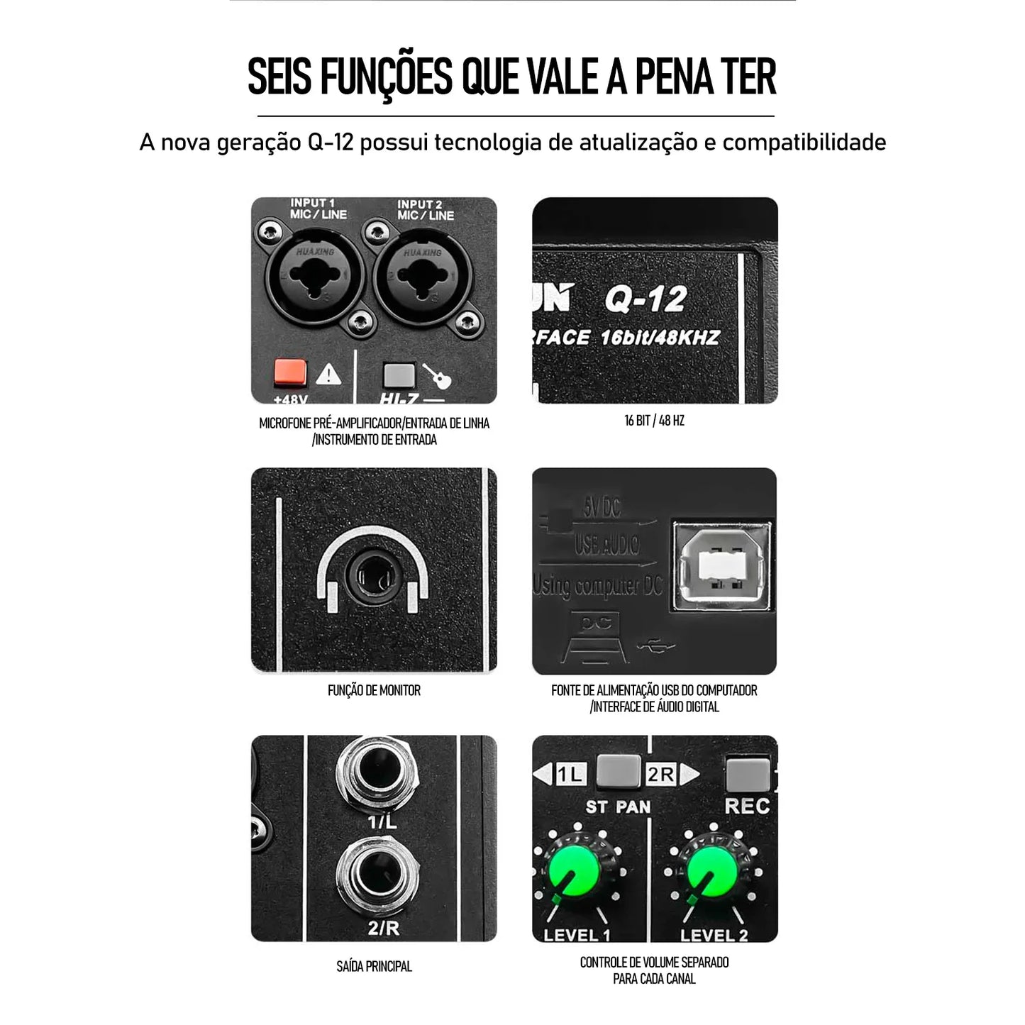 TEYUN Professional Sound Card Audio Mixer – Mixer de Áudio para Estúdio e Gravação ao Vivo