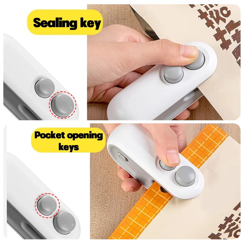 Mini Máquina Seladora Elétrica de Bolsas 2 em 1 – Praticidade no Seu Dia a Dia!