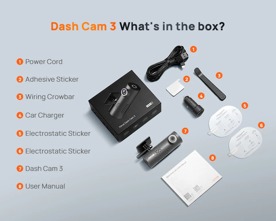 70mai Dash Cam M200 – Câmera Veicular com Wi-Fi, Controle por Voz e Visão Noturna em Full HD