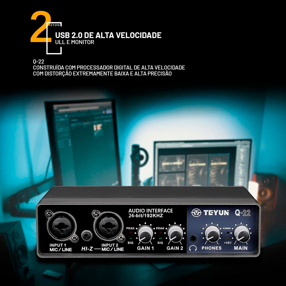 TEYUN Professional Sound Card Audio Mixer – Mixer de Áudio para Estúdio e Gravação ao Vivo