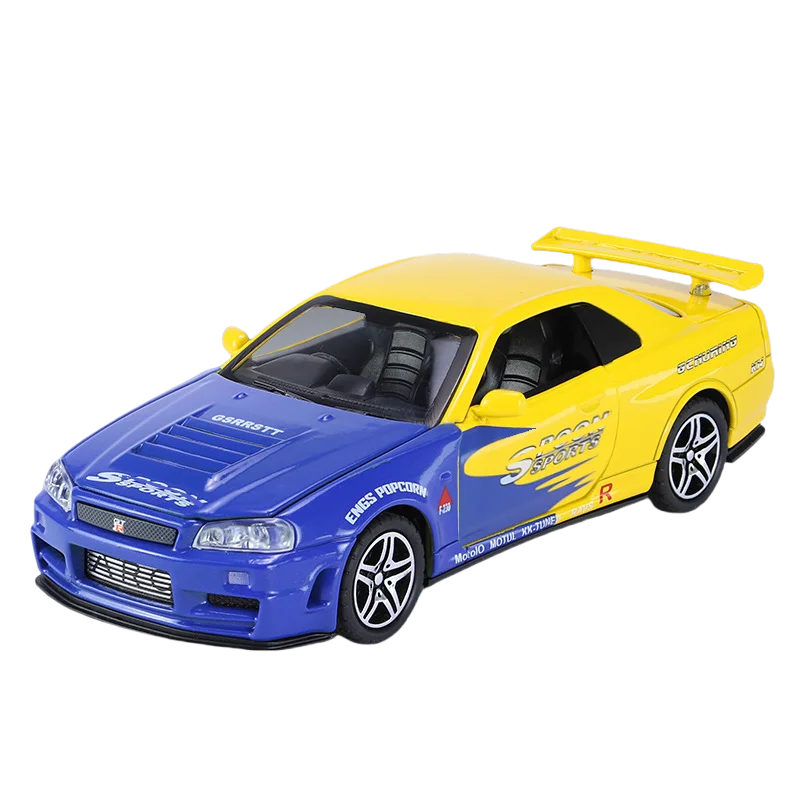 🚗 Miniatura GTR R34 Skyline 1:32 – Carro Colecionável de Liga Metálica | Modelo Fast & Furious | Brinquedo Decorativo