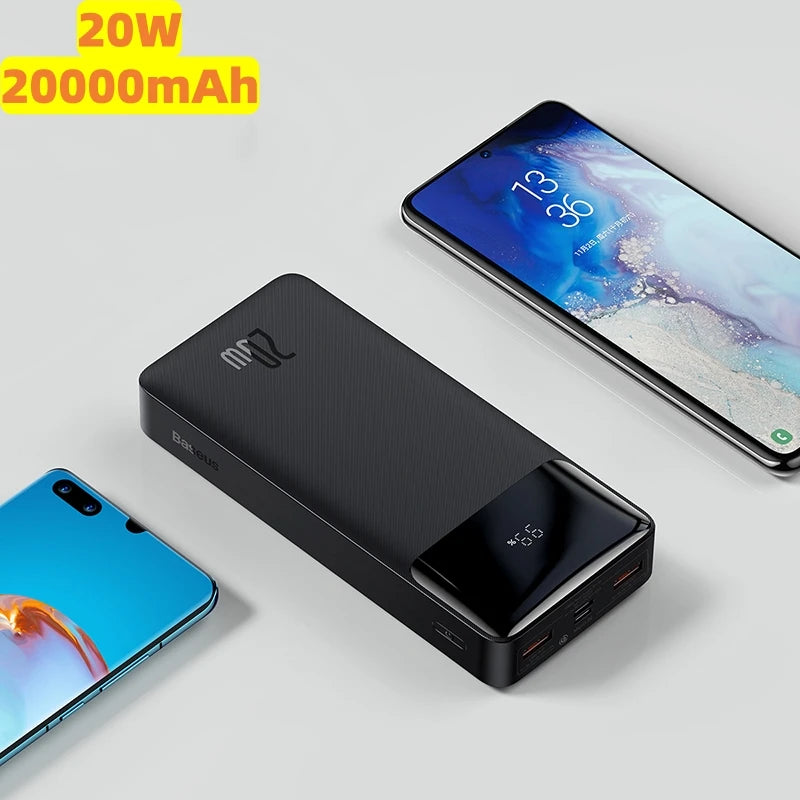 Baseus 30000mAh Power Bank Portable Charger External Battery Fast Charging Pack Powerbank For POCO Xiaomi mi PoverBank