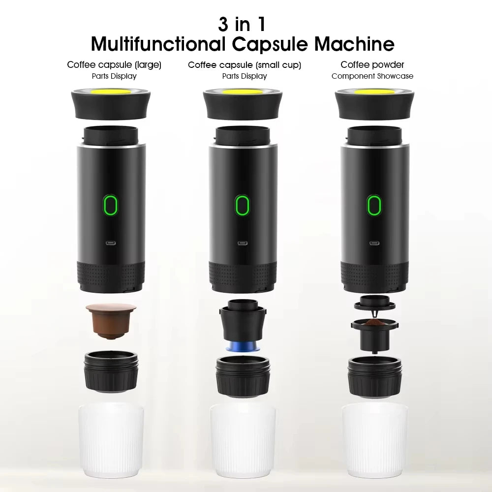 Máquina de Café Expresso Portátil Elétrica 3 em 1 – Ideal para Carro, Casa e Viagens