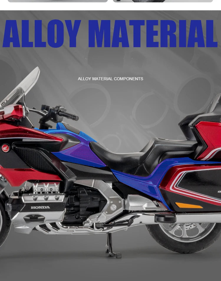 1:11 Honda Gold Wing GL800 2021 Alloy Die Cast Motorcycle Model Vehicle Collection Sound and Light Off Road Autocycle Toys Car