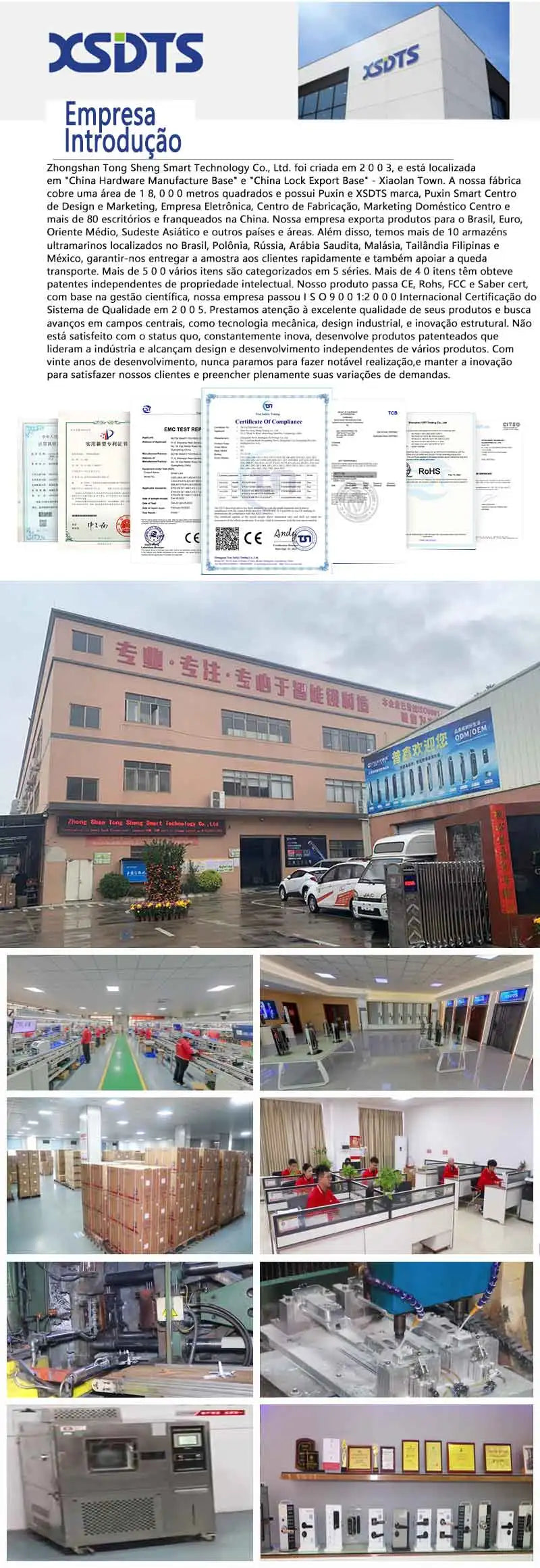 Fechadura Digital Inteligente XSDTS – Abertura por Impressão Digital, Senha, Cartão e Chave