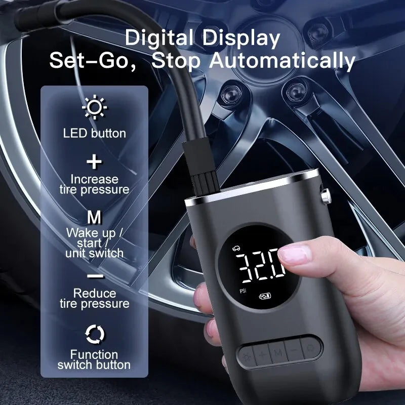 Mini Bomba de Ar Elétrica Portátil - Infle seus Pneus em Qualquer Lugar!