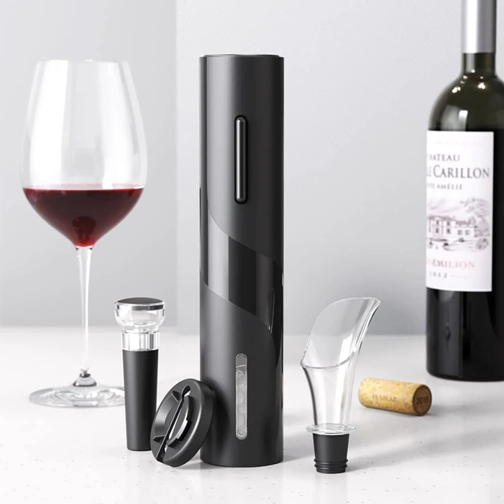Abridor de Vinho Automático com Tampa Hermética – Kit Completo