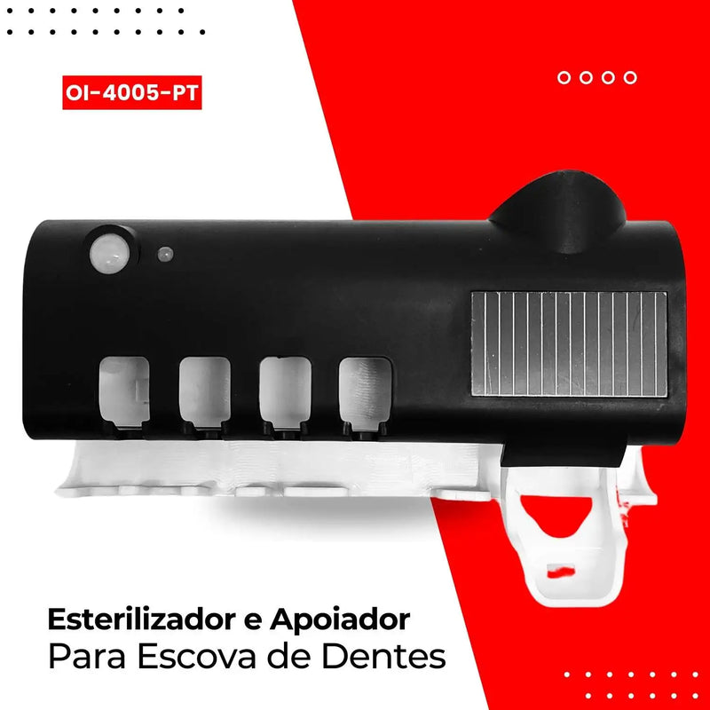 Suporte e Esterilizador de Escova de Dentes Automático para Banheiro - Recarregável via USB e Moderno