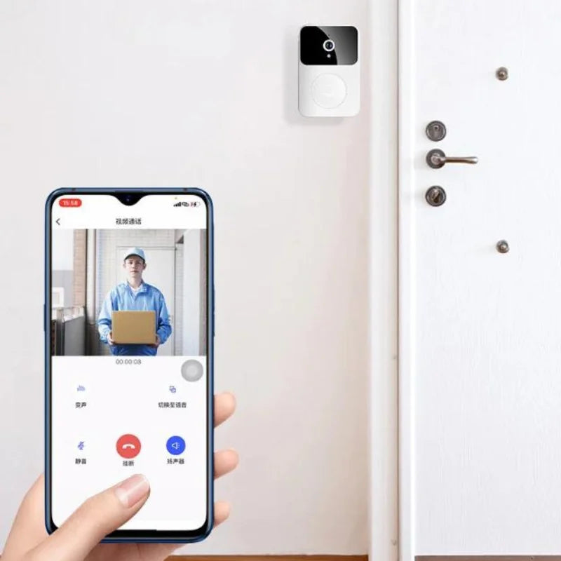 Campainha Inteligente sem Fio com Câmera HD - Acesso Remoto via Celular, Recarregável