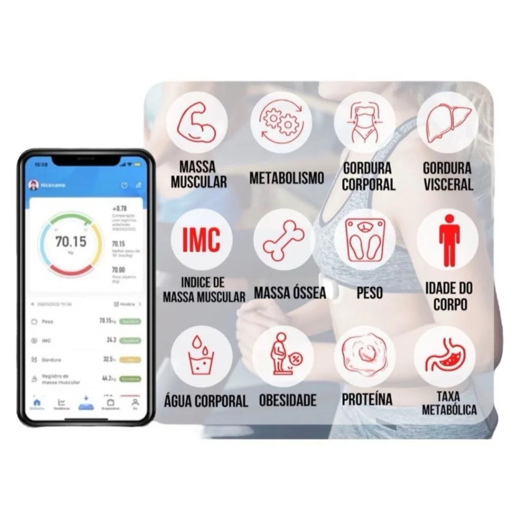Balança Digital Bluetooth – Precisão e Tecnologia para sua Saúde!