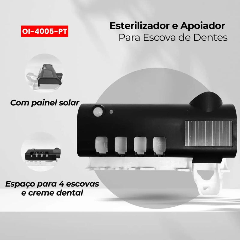 Suporte e Esterilizador de Escova de Dentes Automático para Banheiro - Recarregável via USB e Moderno