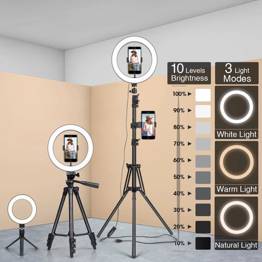 Ring Light LED Lamp com Tripé – Iluminação Profissional para Fotos e Vídeos