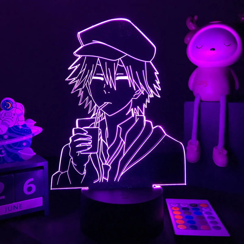 Luminária 3D LED Bungo Stray Dogs – Decoração Anime para Quarto, Presente Criativo