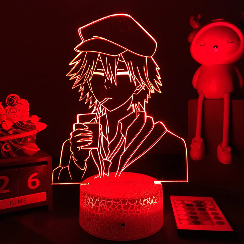 Luminária 3D LED Bungo Stray Dogs – Decoração Anime para Quarto, Presente Criativo