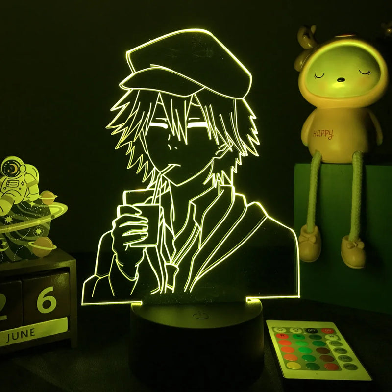 Luminária 3D LED Bungo Stray Dogs – Decoração Anime para Quarto, Presente Criativo